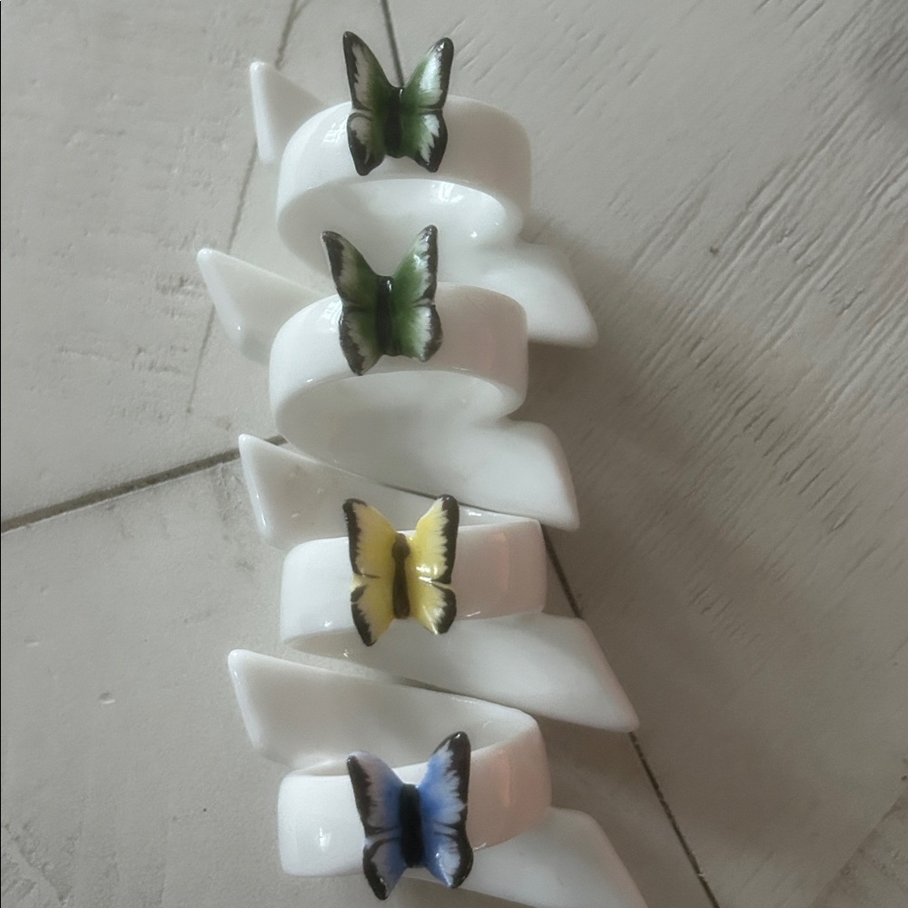 Vintage 4 shafford napkin ring butterfly - Picture 3 of 3